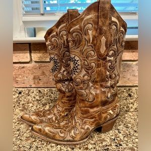 Corral Vintage LD Sand Maipo Crystal Boots Sz 6